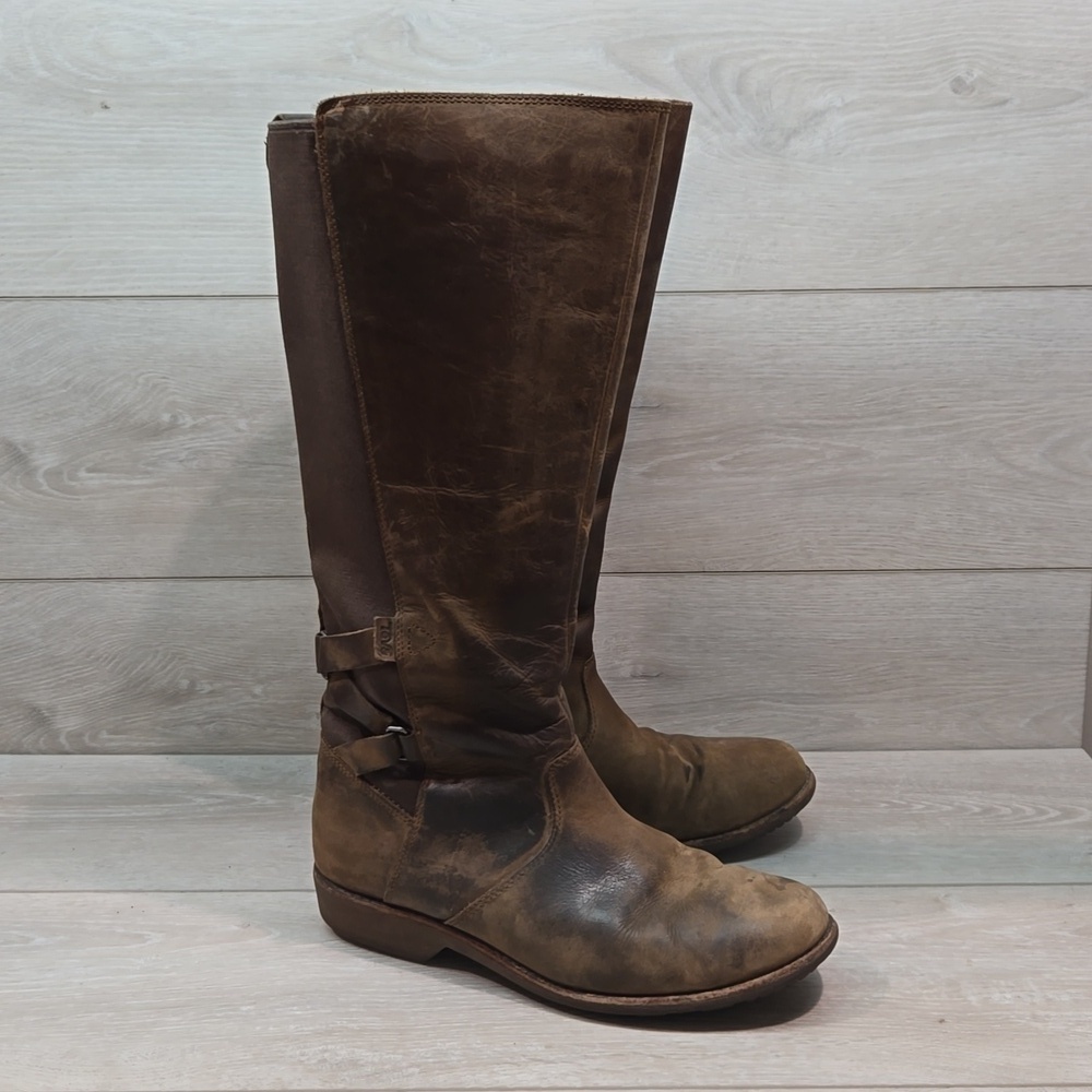 Teva Women Tall Leather Waterproof Boots shoes sz 10